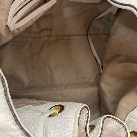 Michael Kors Large Camden drawstring in Optic White Shoulder Bag Tassels Gold Mk - Picture 9 of 12